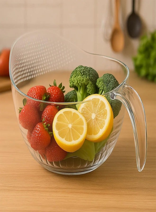 SUPERMOM Kitchen Accessories Item - Multipurpose Transparent Plastic Bowl/Basket with Handle - Durable & Lightweight Strainer for Kitchen, Fruits, Vegetables & Everyday Essentials (Pack of 1) - Image 4